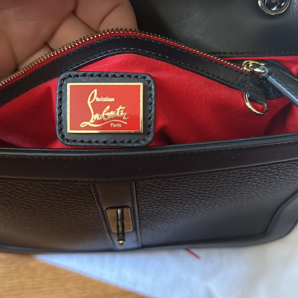 Christian Louboutin Sweet Charity Gaia Calf Leather Shoulder Bag in Black - Picture 8 of 12